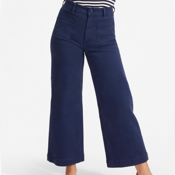 LOFT Women's High Rise Slim wide Leg Crop tylish Gray Pants New Size 12 - Picture 12 of 12